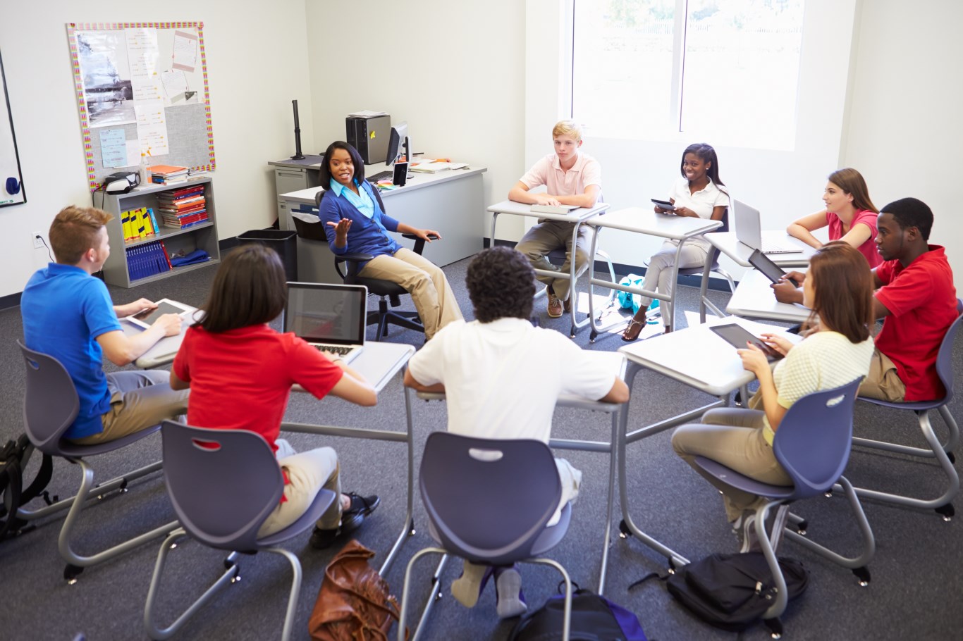 Small group discussion in classroom setting