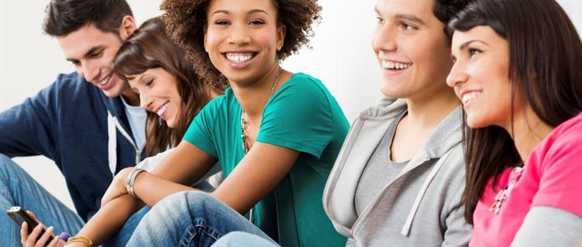 Group of teenager ages 17-19 sitting down together