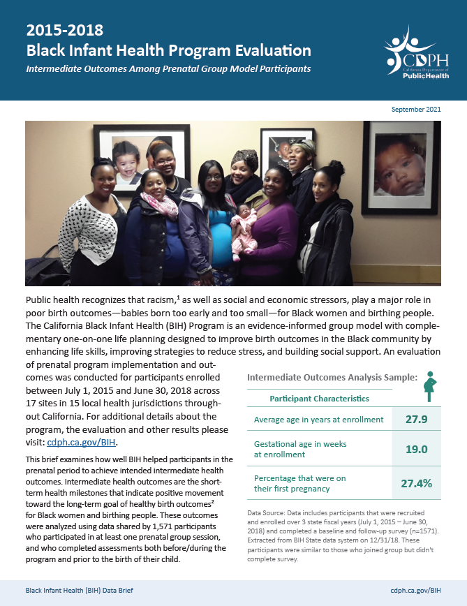 Preview of Intermediate Outcomes Among Prenatal Group Model Participants